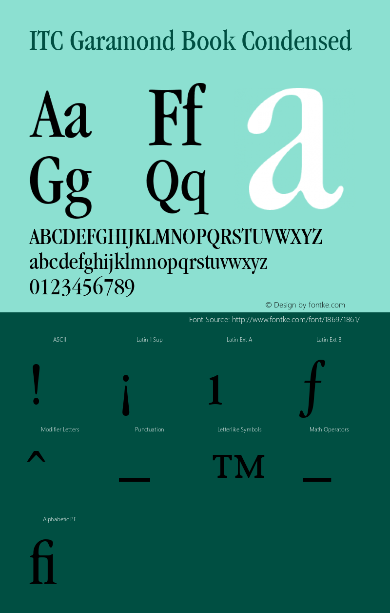 ITC Garamond Book Condensed 001.000图片样张