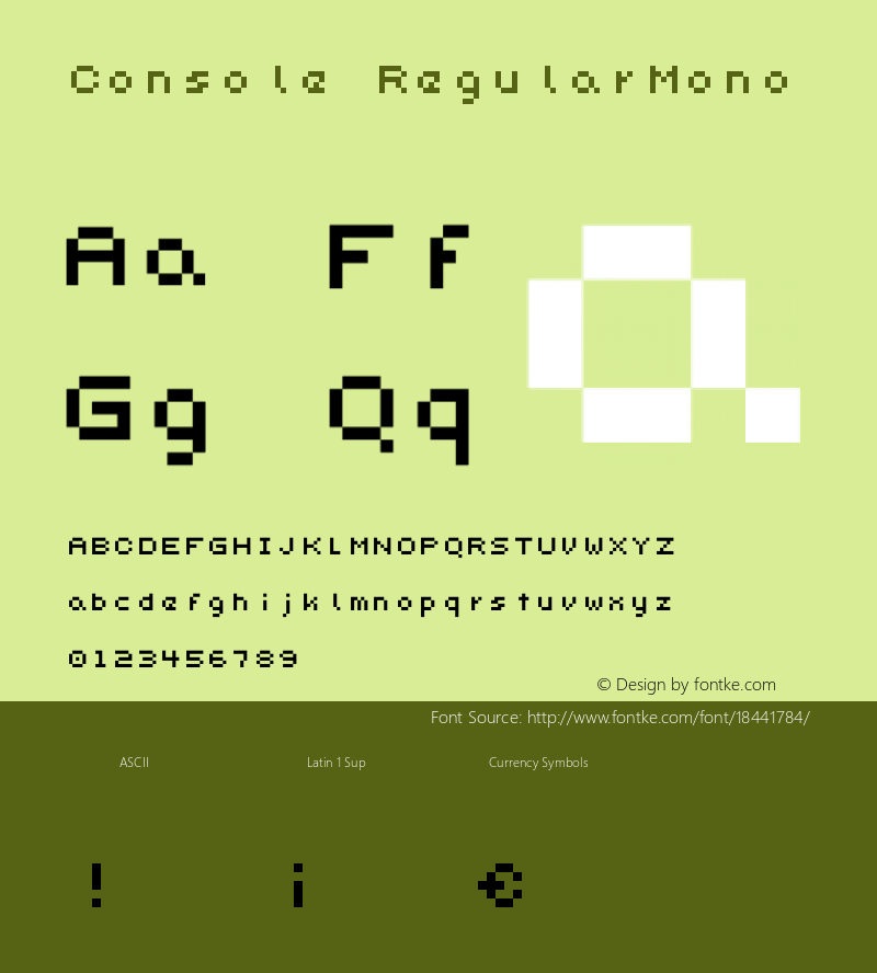 Console RegularMono Version 1.0.0 Font Sample