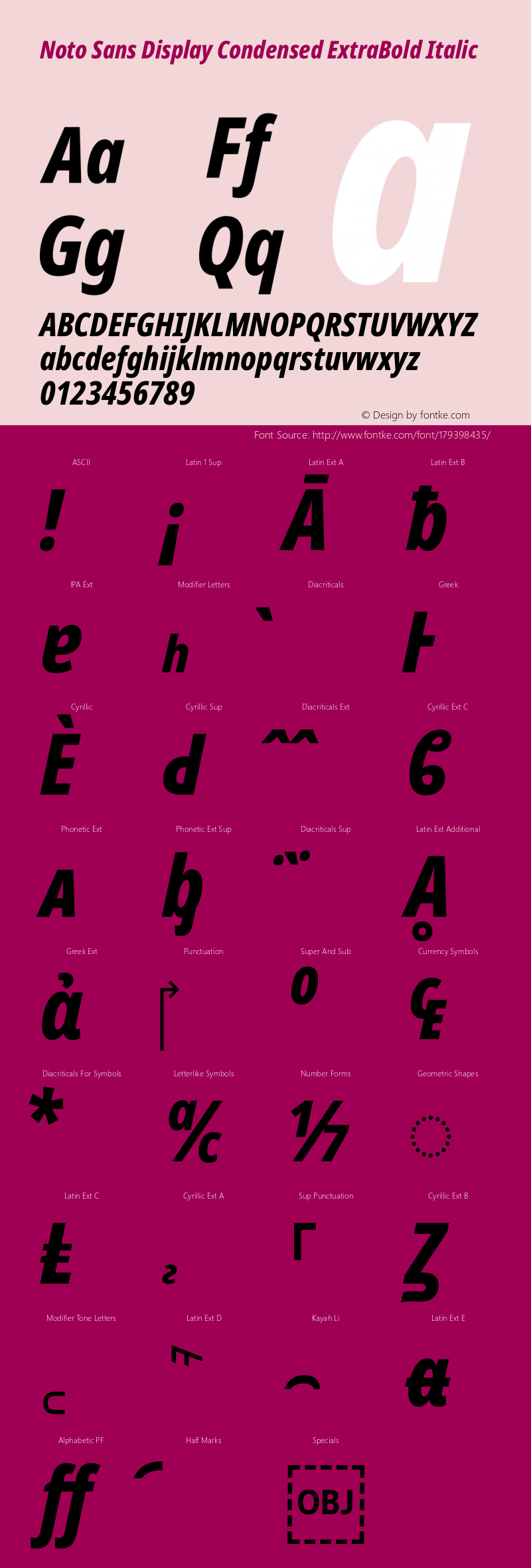 Noto Sans Display Condensed ExtraBold Italic Version 2.004图片样张