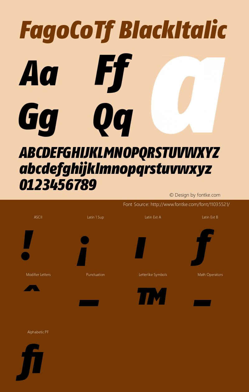 FagoCoTf BlackItalic Version 001.000 Font Sample