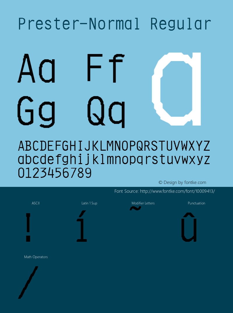 Prester-Normal Regular Unknown Font Sample