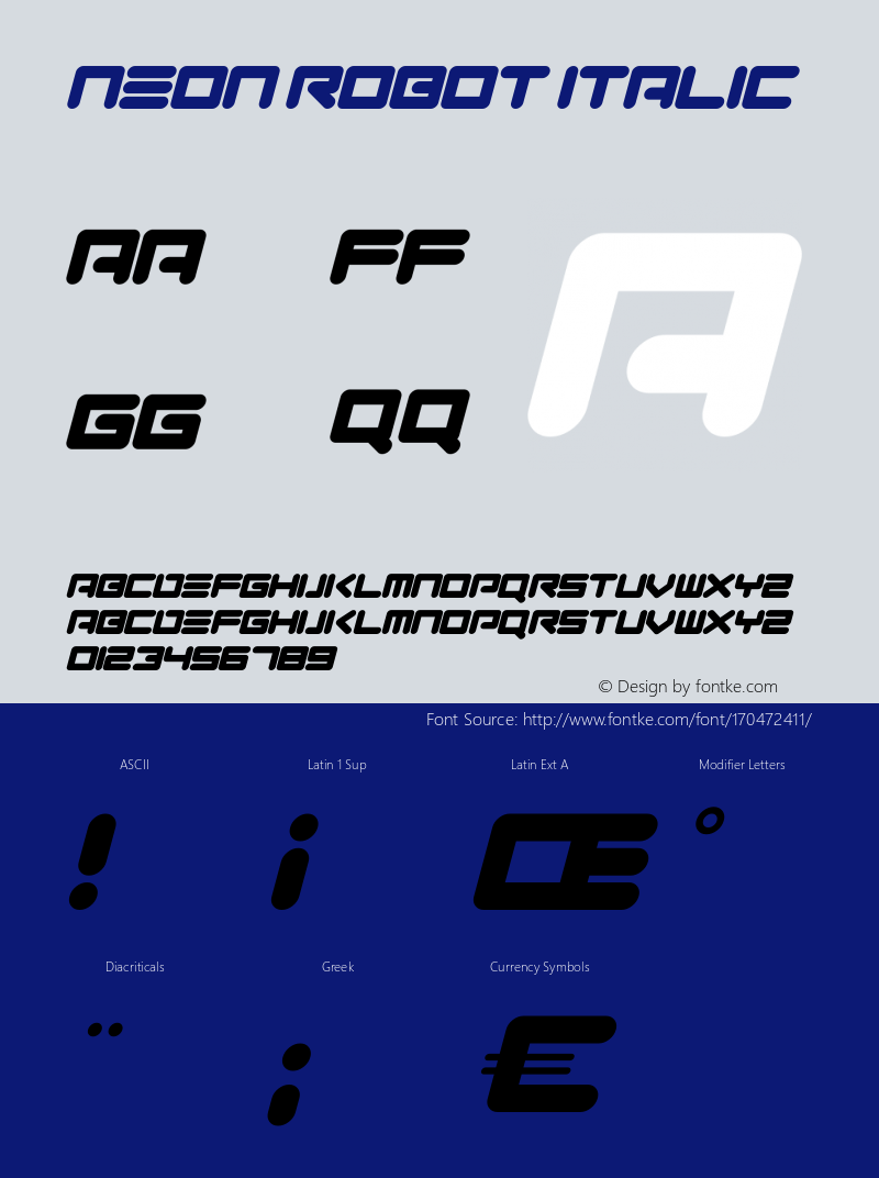 Neon Robot Italic Version 1.00;July 14, 2021;FontCreator 12.0.0.2567 64-bit图片样张