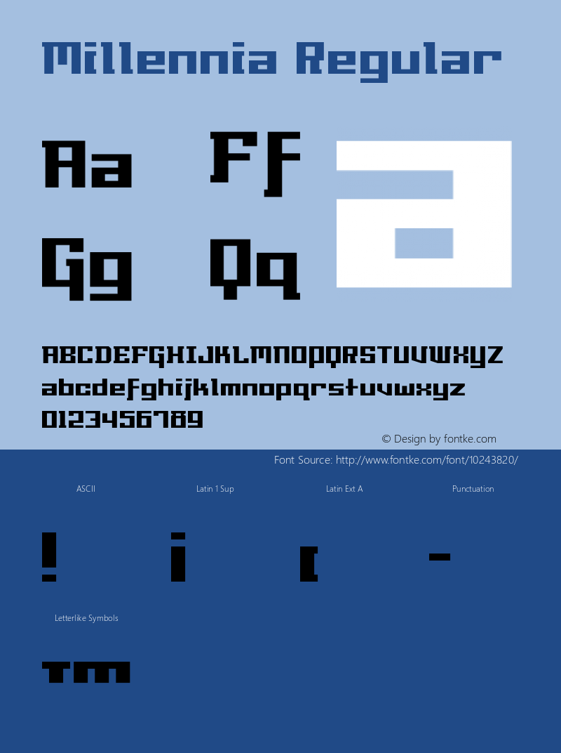 Millennia Regular Macromedia Fontographer 4.1.5 1/10/00 Font Sample