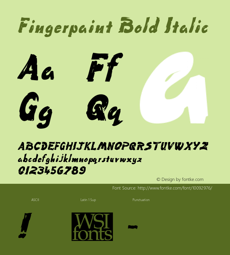 Fingerpaint Bold Italic The IMSI MasterFonts Collection, tm 1995, 1996 IMSI (International Microcomputer Software Inc.) Font Sample