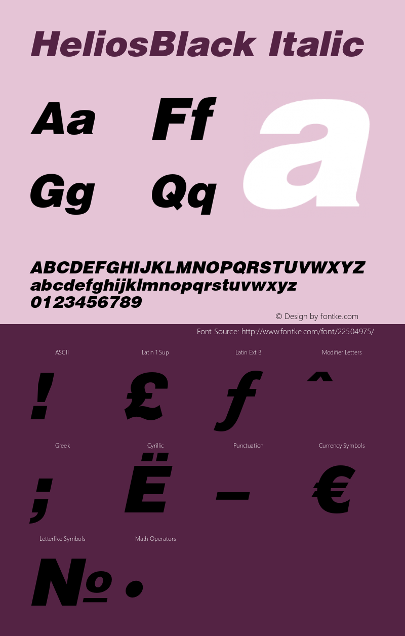 HeliosBlack-Italic Version 1.000 2006 initial release Font Sample