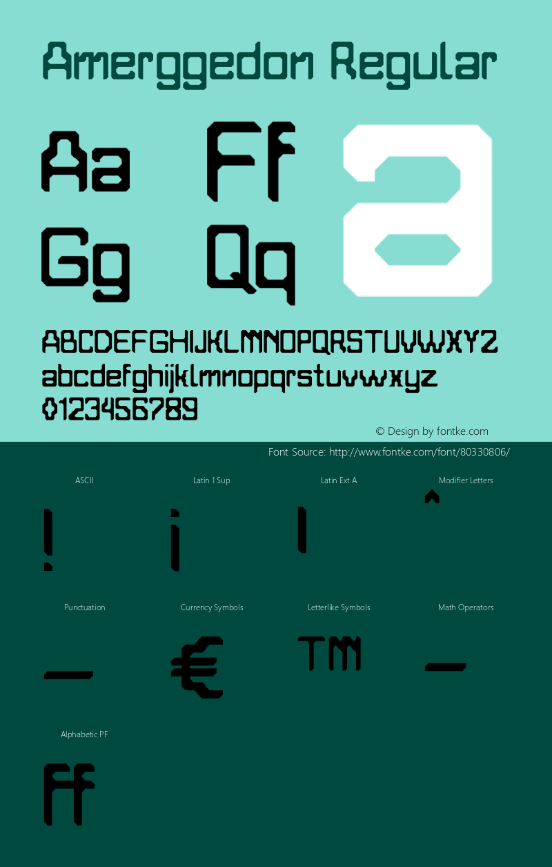 Amerggedon Version 1.00;August 21, 2020;FontCreator 12.0.0.2552 64-bit Font Sample