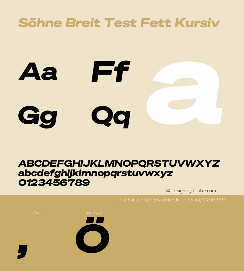 SohneBreit-FettKursivTest Version 1.108;hotconv 1.0.116;makeotfexe 2.5.65601;0 Font Sample