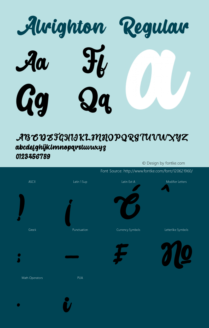 Alrighton Version 1.00;March 11, 2021 Font Sample