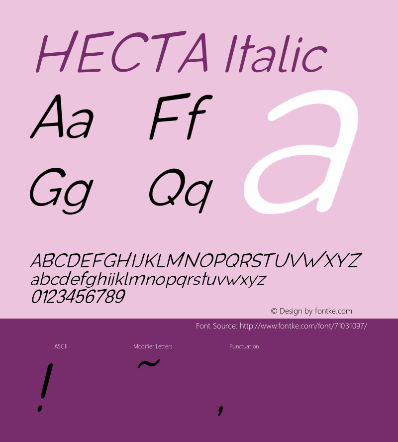 HECTA-Italic Version 1.000 Font Sample