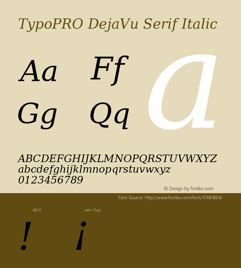 TypoPRO DejaVu Serif Italic Version 2.34 Font Sample