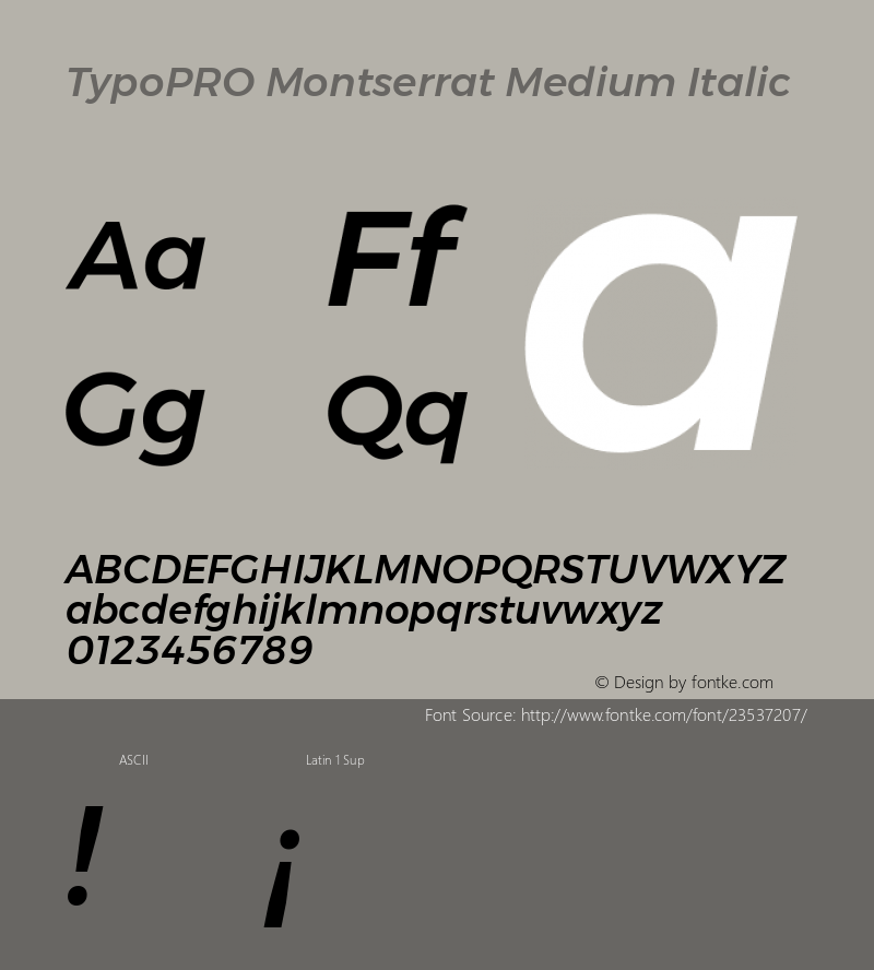 TypoPRO Montserrat Medium Italic Version 6.001 Font Sample