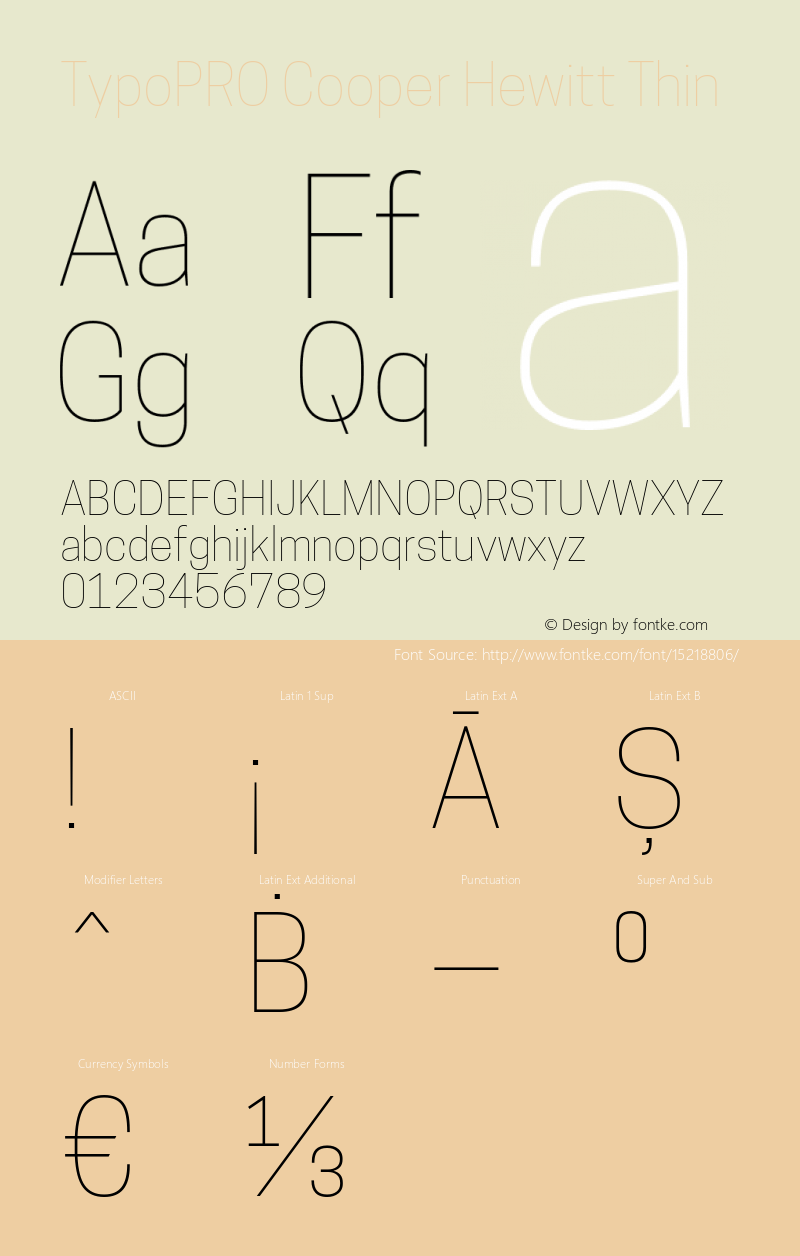 TypoPRO Cooper Hewitt Thin 1.000 Font Sample