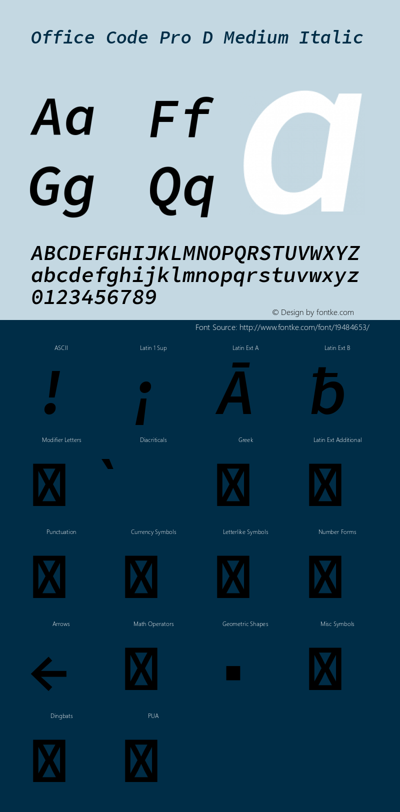 Office Code Pro D Medium Italic Version 1.004 Font Sample