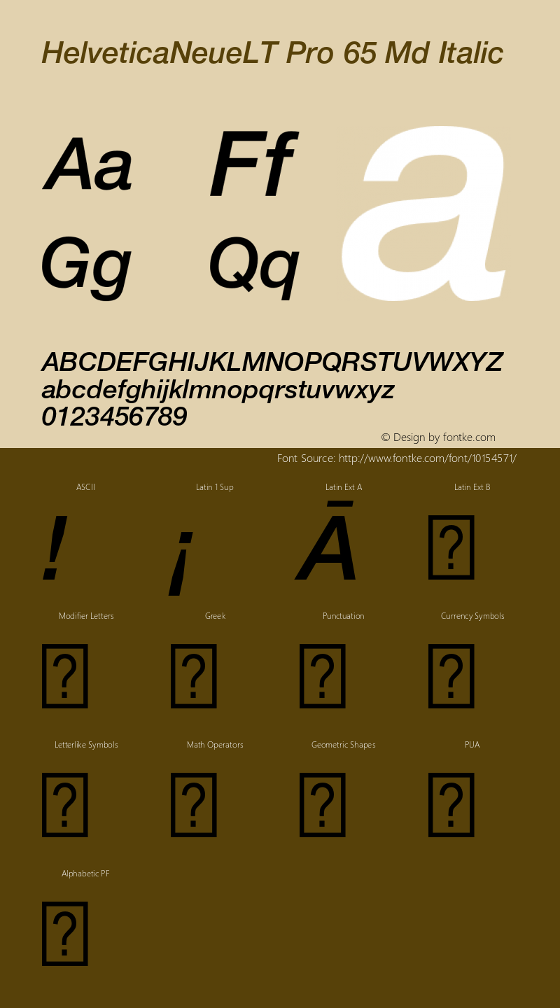 HelveticaNeueLT Pro 65 Md Italic Version 1.000;PS 001.000;Core 1.0.38 Font Sample