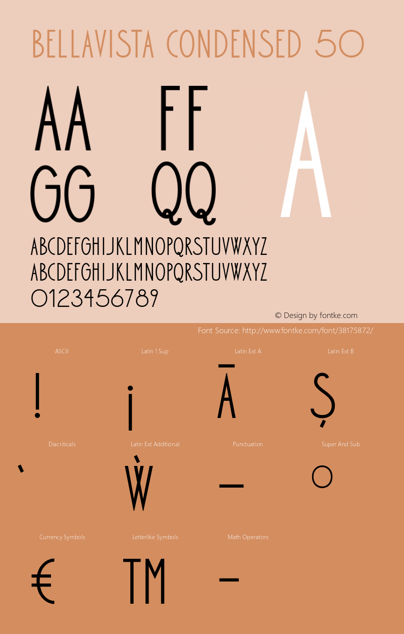 Bellavista Condensed 50 Version 1.000 Font Sample