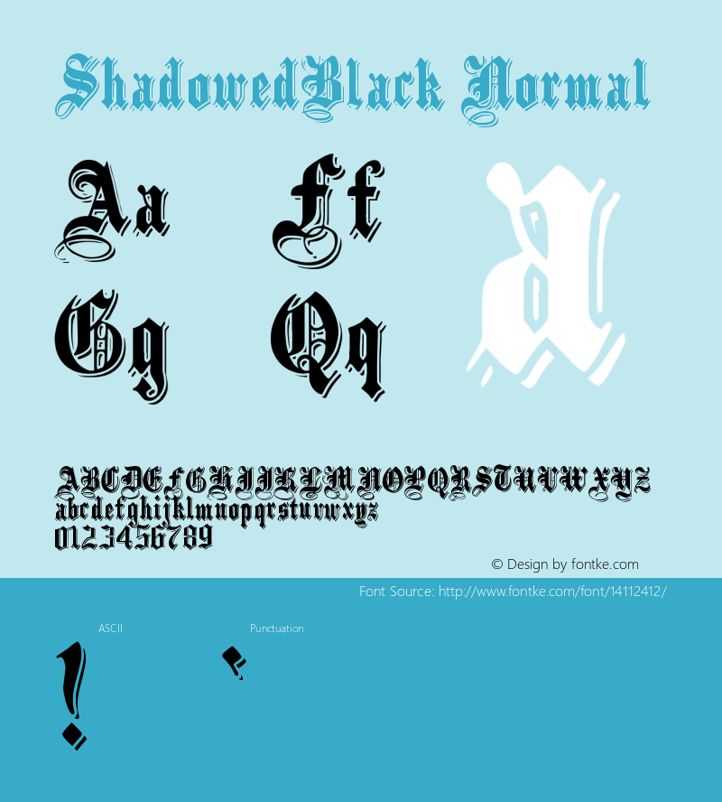 ShadowedBlack Normal Version 1.000 Font Sample