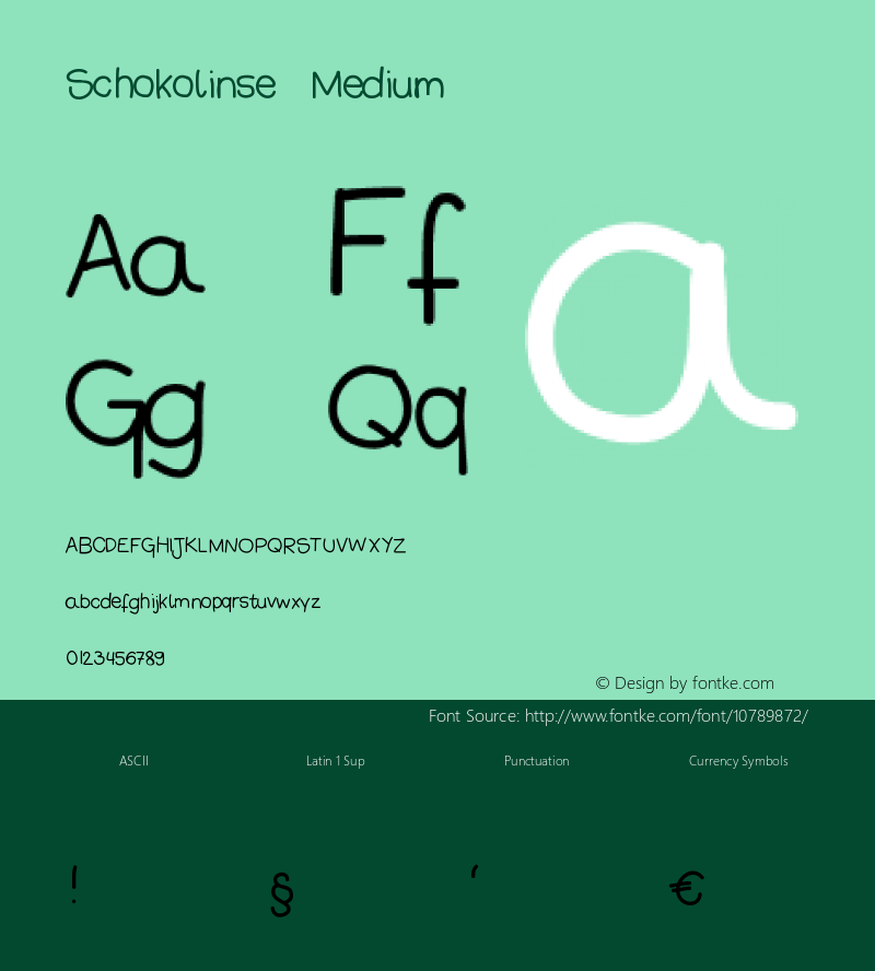 Schokolinse Medium Version 001.000 Font Sample