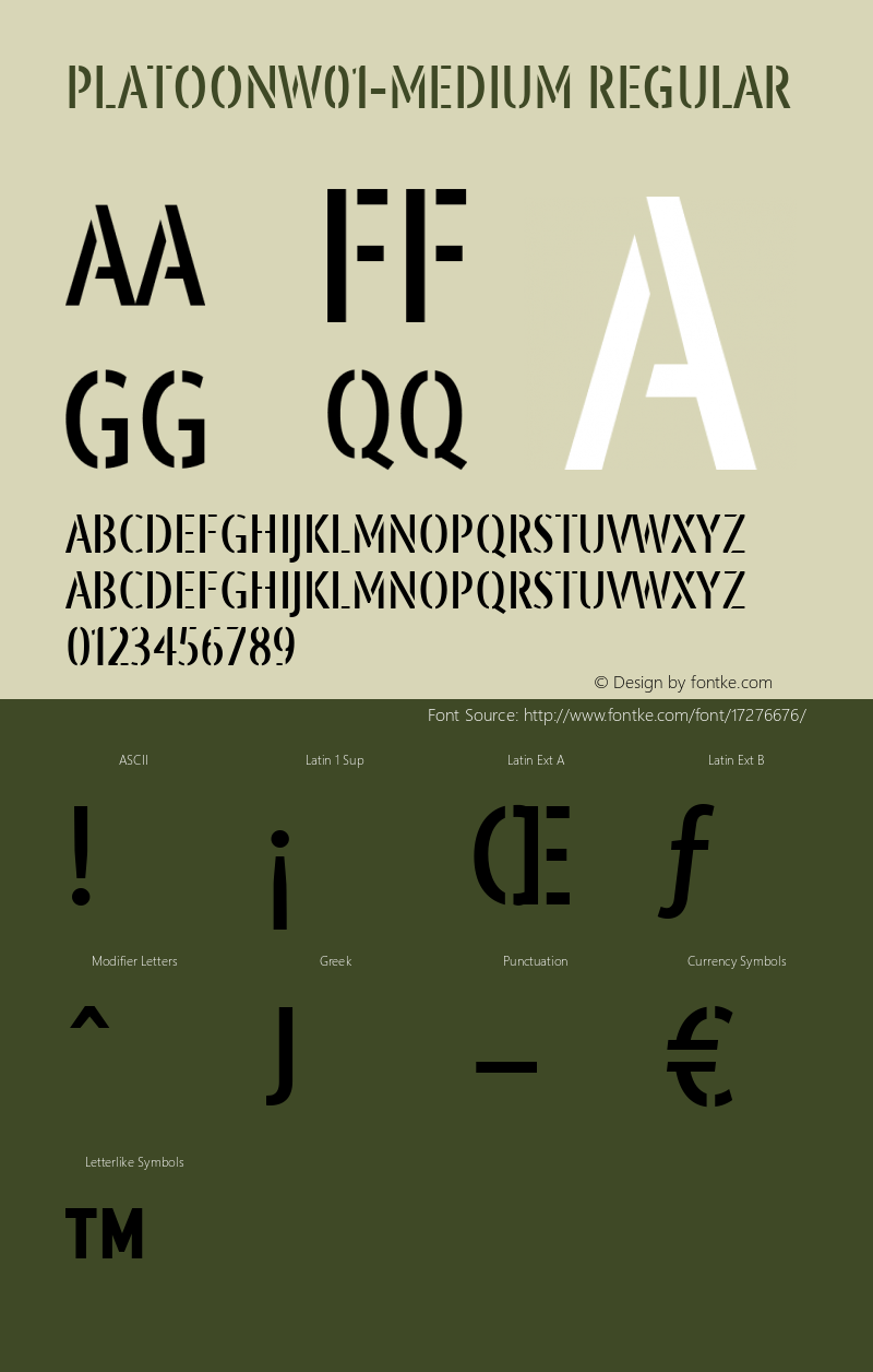 PlatoonW01-Medium Regular Version 1.00 Font Sample