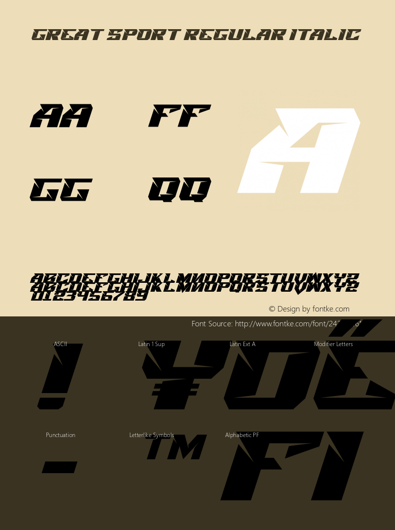 Great Sport Regular Italic Version 1.000 | FøM Fix图片样张