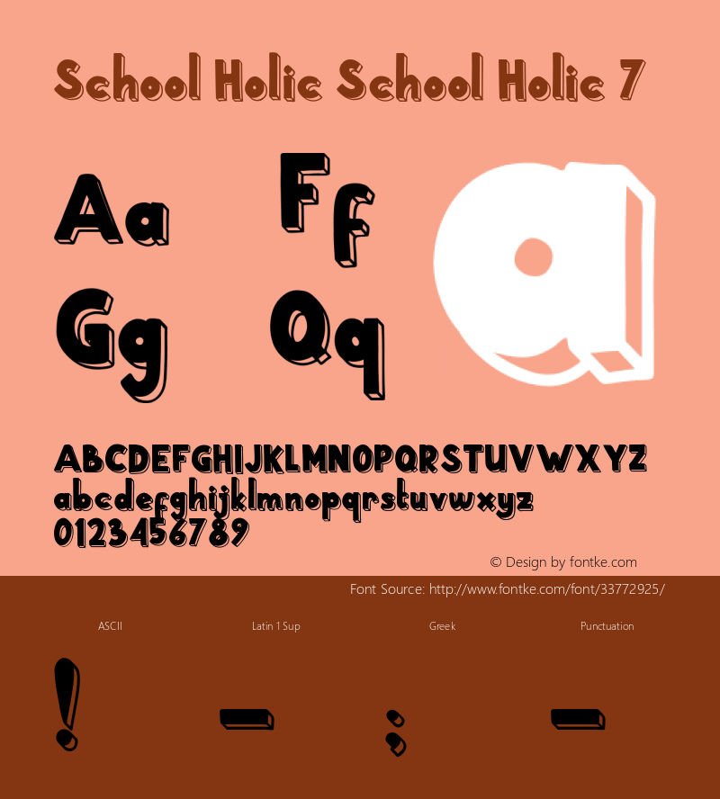 School Holic 7 School Holic 7 Version 1.00;July 13, 2019;FontCreator 11.5.0.2427 64-bit Font Sample