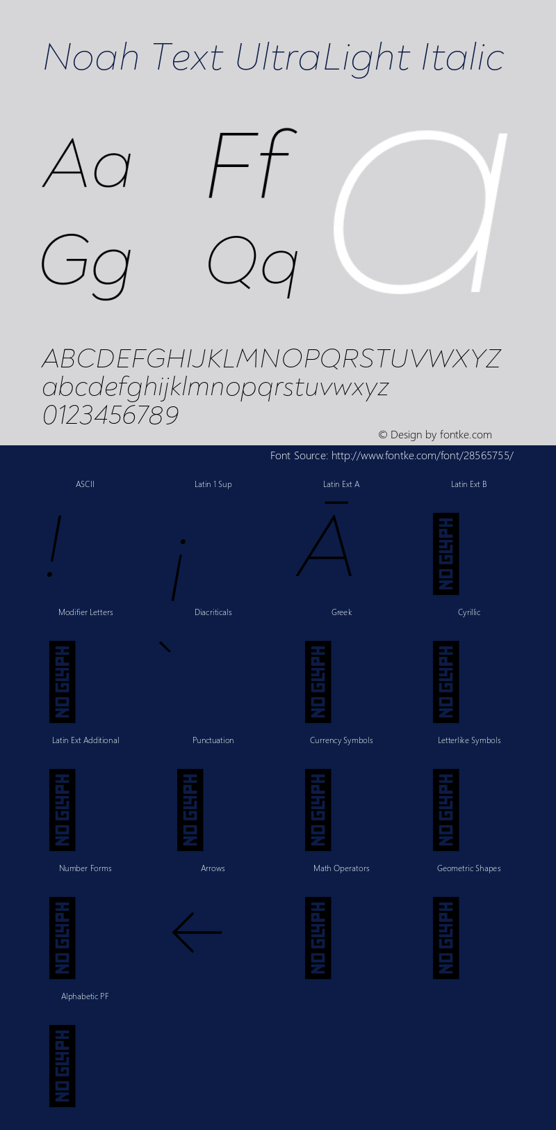 Noah Text UltraLight Italic Version 1.000;PS 001.000;hotconv 1.0.88;makeotf.lib2.5.64775 Font Sample