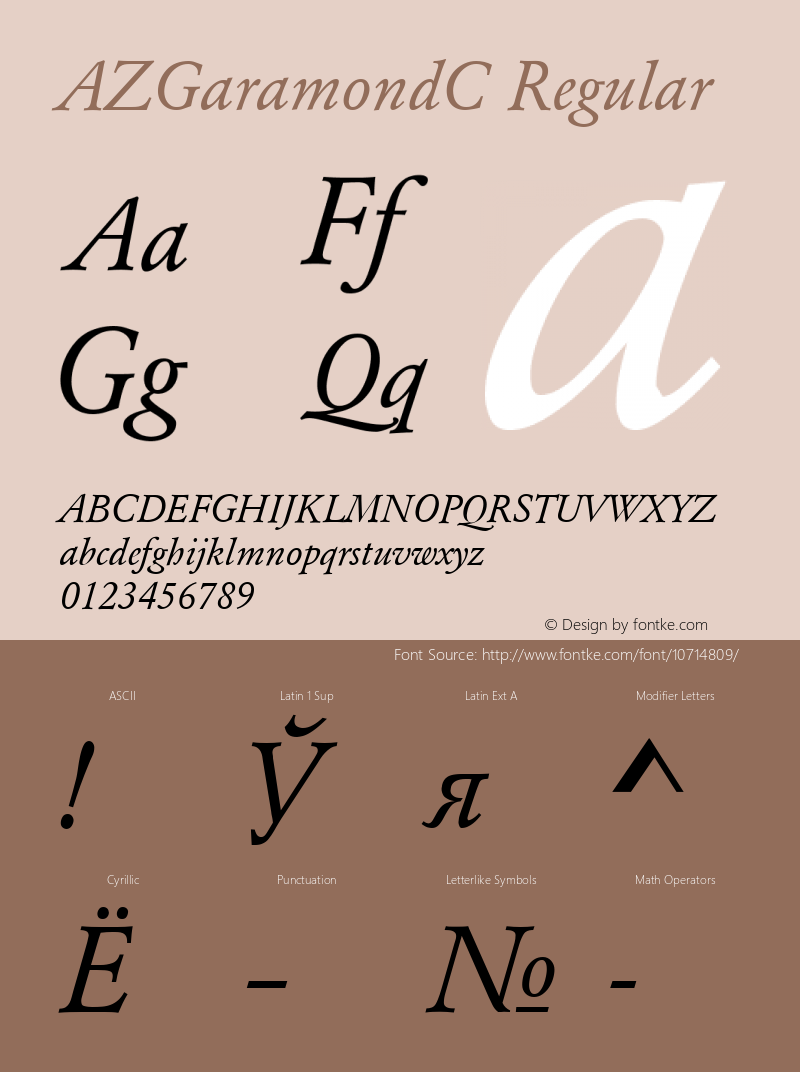 AZGaramondC Regular 001.010 Font Sample