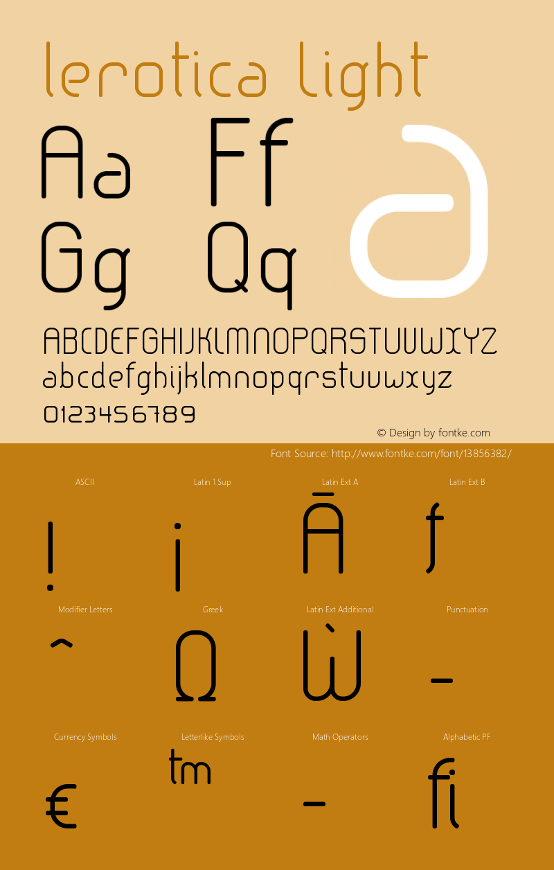 lerotica Light Version 1.005 2011 Font Sample