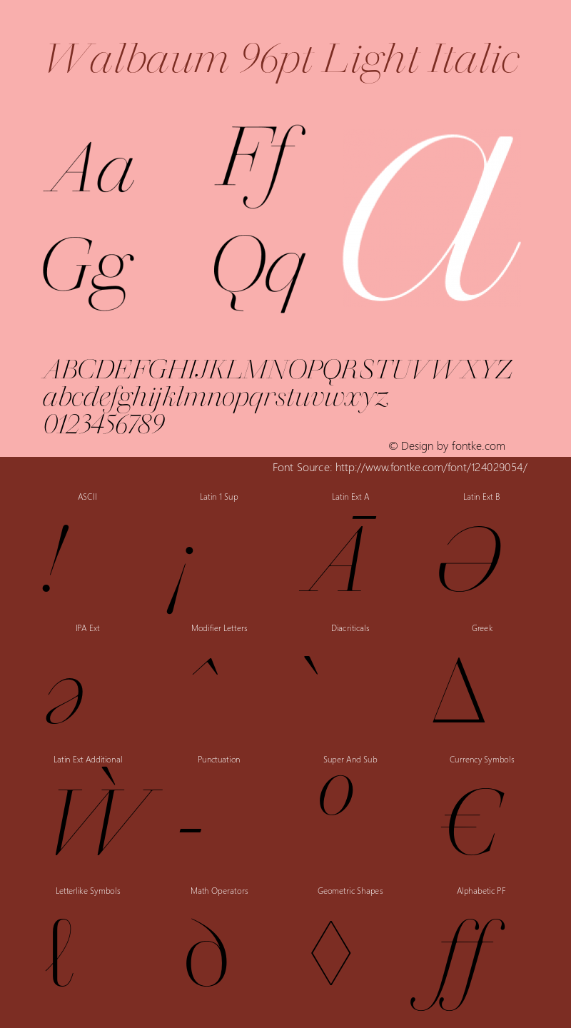 Walbaum 96pt Light Italic Version 1.01, build 5, s3 Font Sample