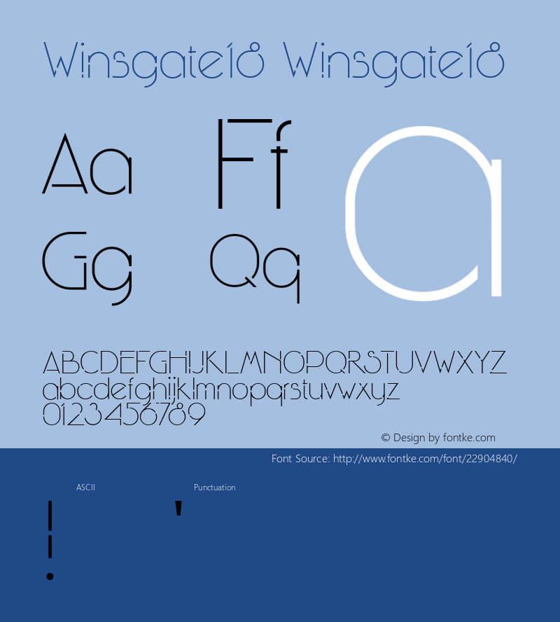 Winsgate18 Winsgate18 Version 1.000 Font Sample