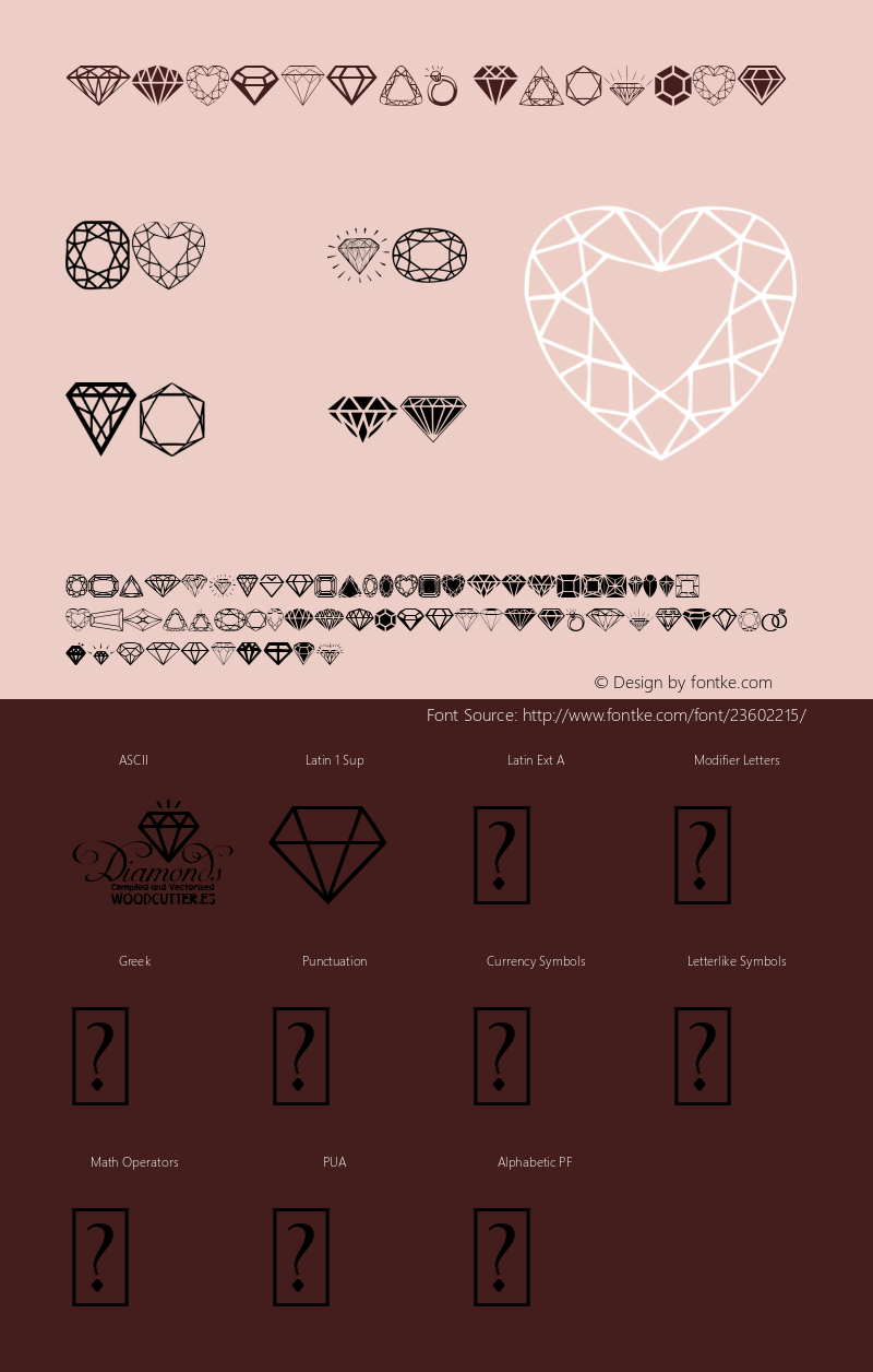 Diamonds Version 1.00 January 2, 2015, initial release Font Sample