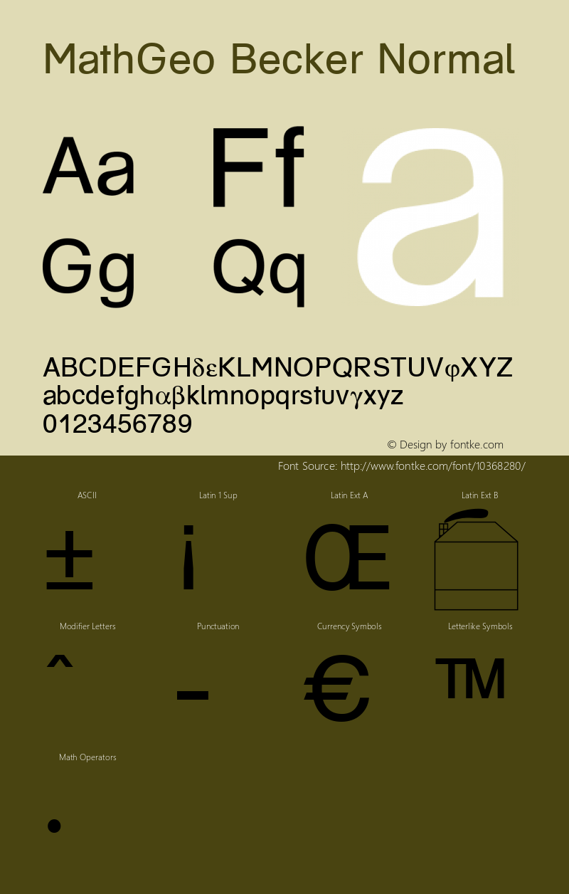 MathGeo Becker Normal 1.0 Mon Mar 02 07:33:46 1998 Font Sample