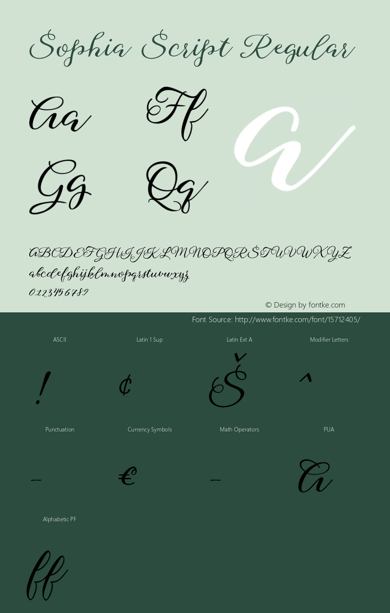 Sophia Script Regular Version 1.000 Font Sample