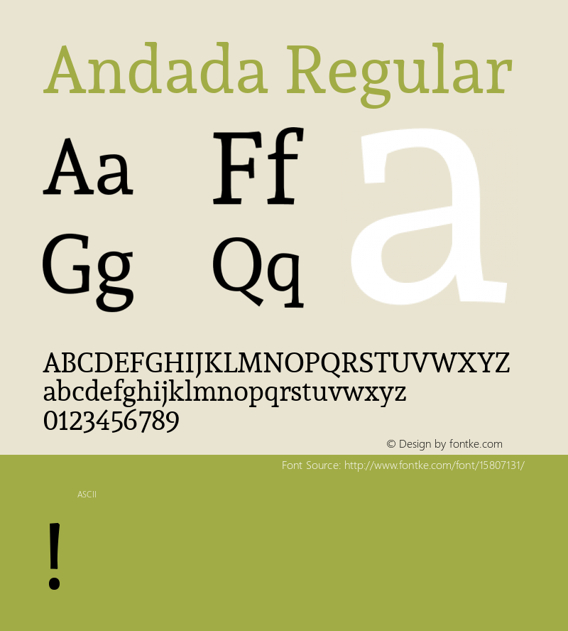 Andada Regular Version 1.003; ttfautohint (v1.4.1) Font Sample