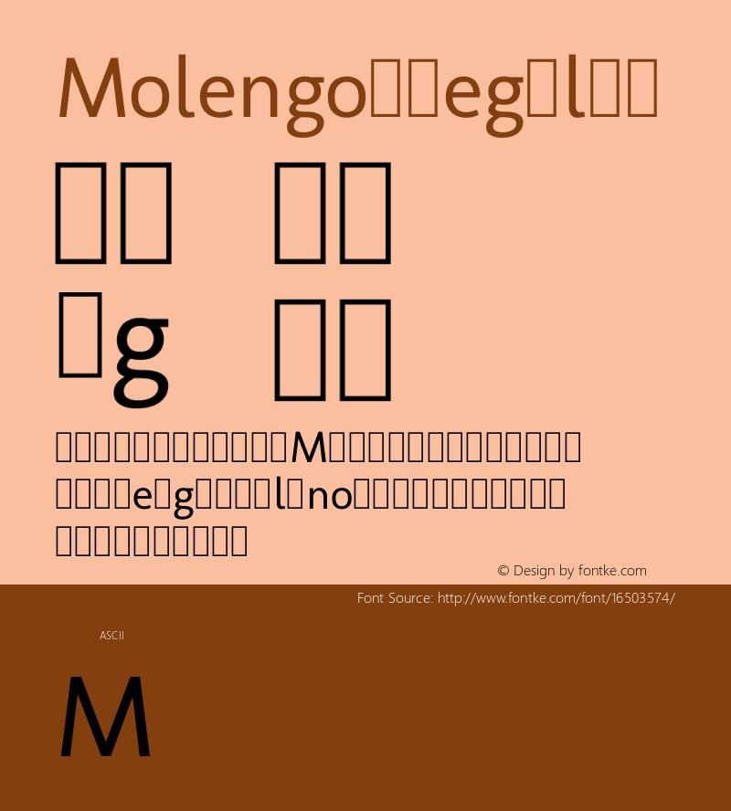 Molengo Regular Version 0.11; ttfautohint (v0.8) -G 32 -r 16 -x Font Sample