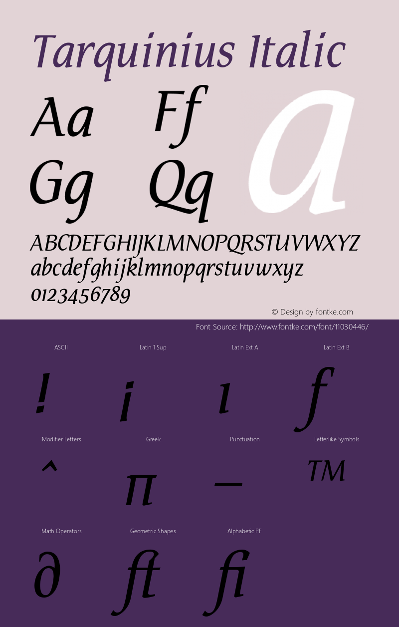 Tarquinius Italic Version 001.000 Font Sample