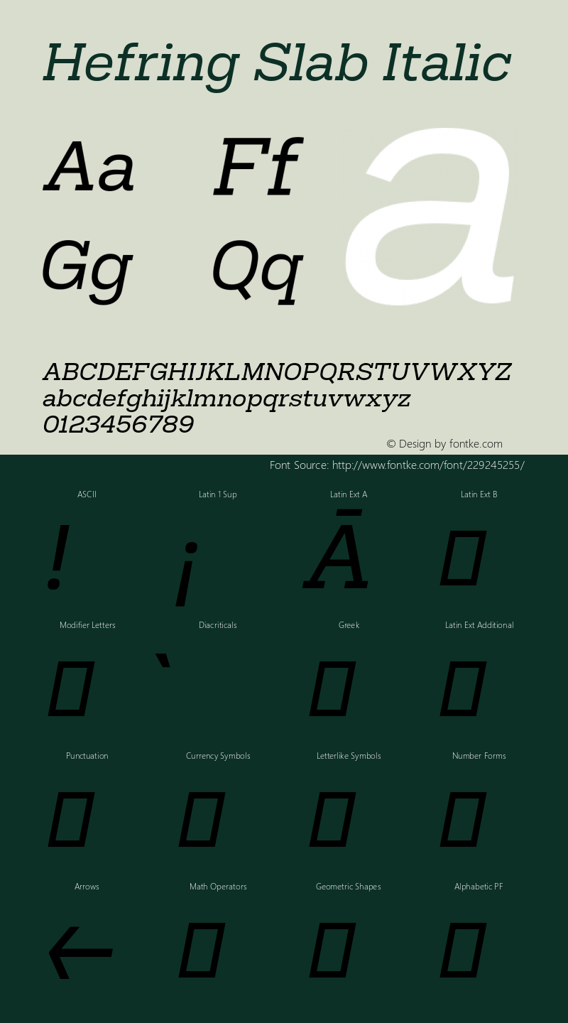 Hefring Slab Italic Version 001.000 October 2018图片样张