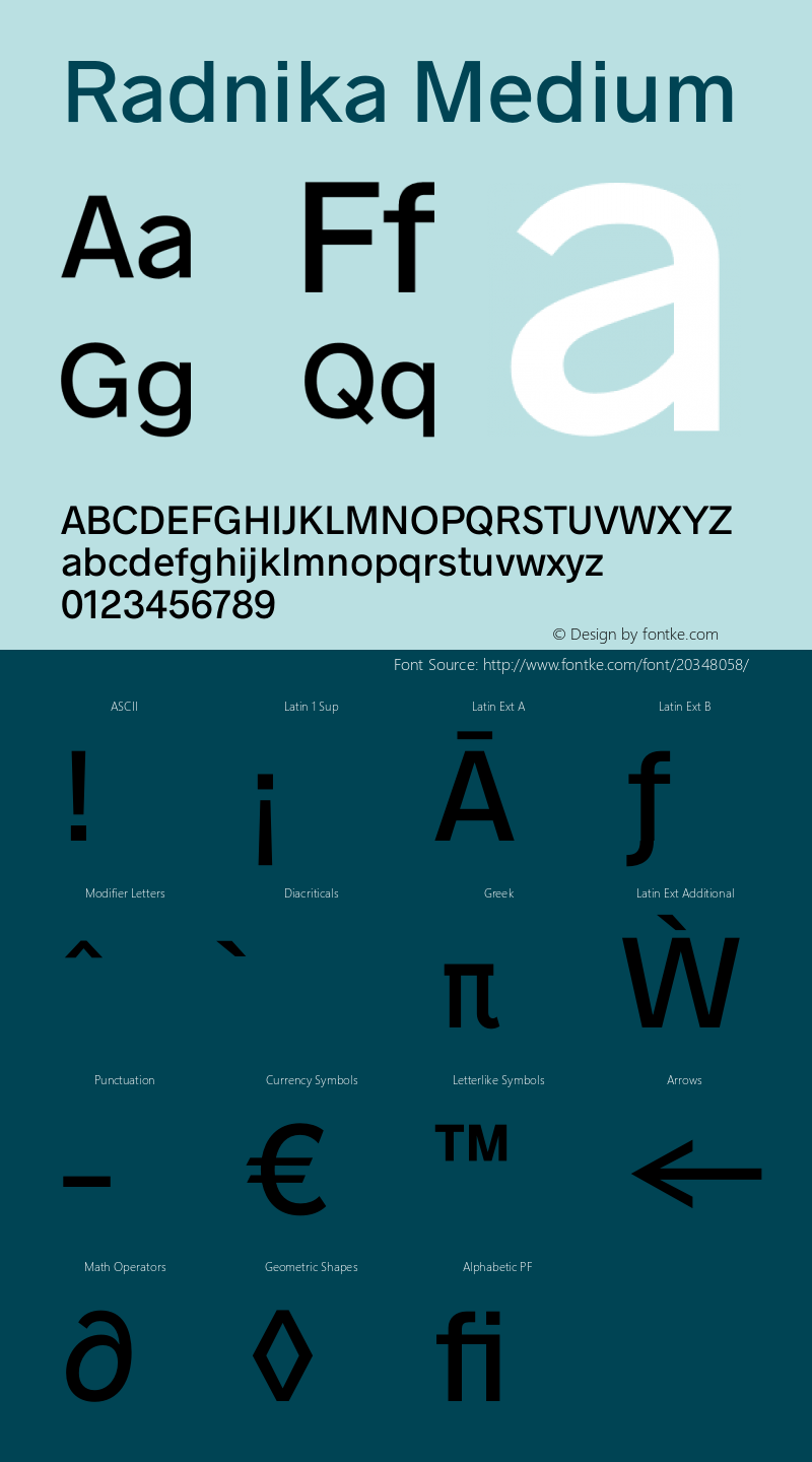 Radnika-Medium Version 1.0 Font Sample