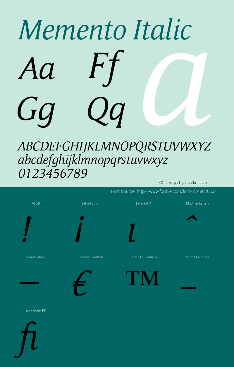 Memento Italic Version 1.00图片样张