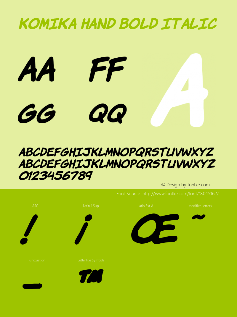 Komika Hand Bold Italic 2.0 Font Sample