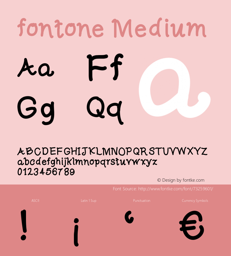 fontone Version 001.000 Font Sample