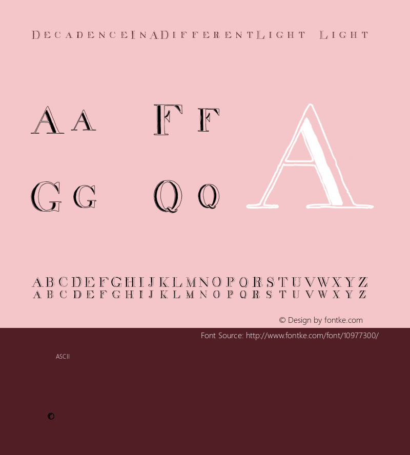 DecadenceInADifferentLight Light Version 001.000 Font Sample