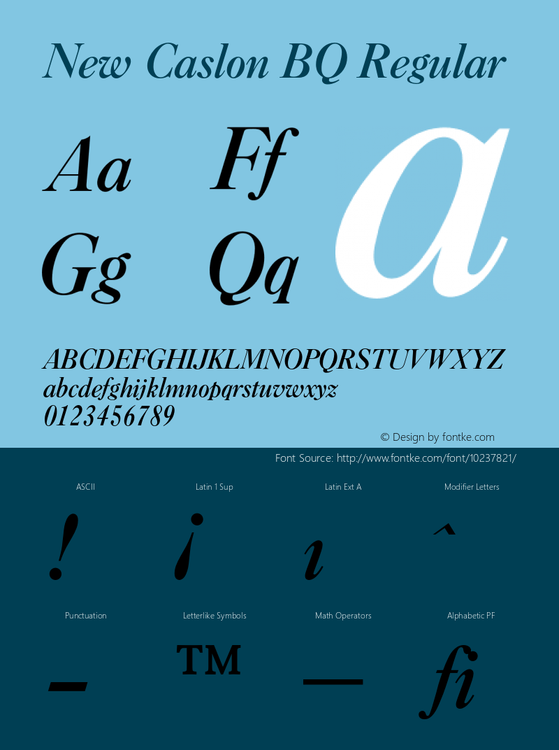 New Caslon BQ Regular 001.000 Font Sample