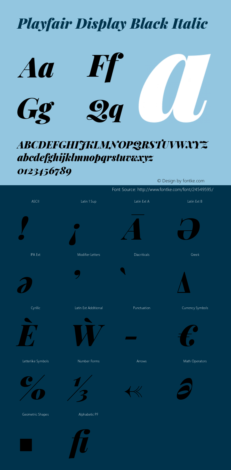 Playfair Display Black Italic Version 1.201; ttfautohint (v1.6) Font Sample