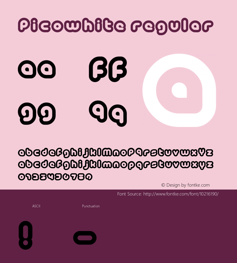 PicoWhite Regular Macromedia Fontographer 4.1J 07.7.15 Font Sample