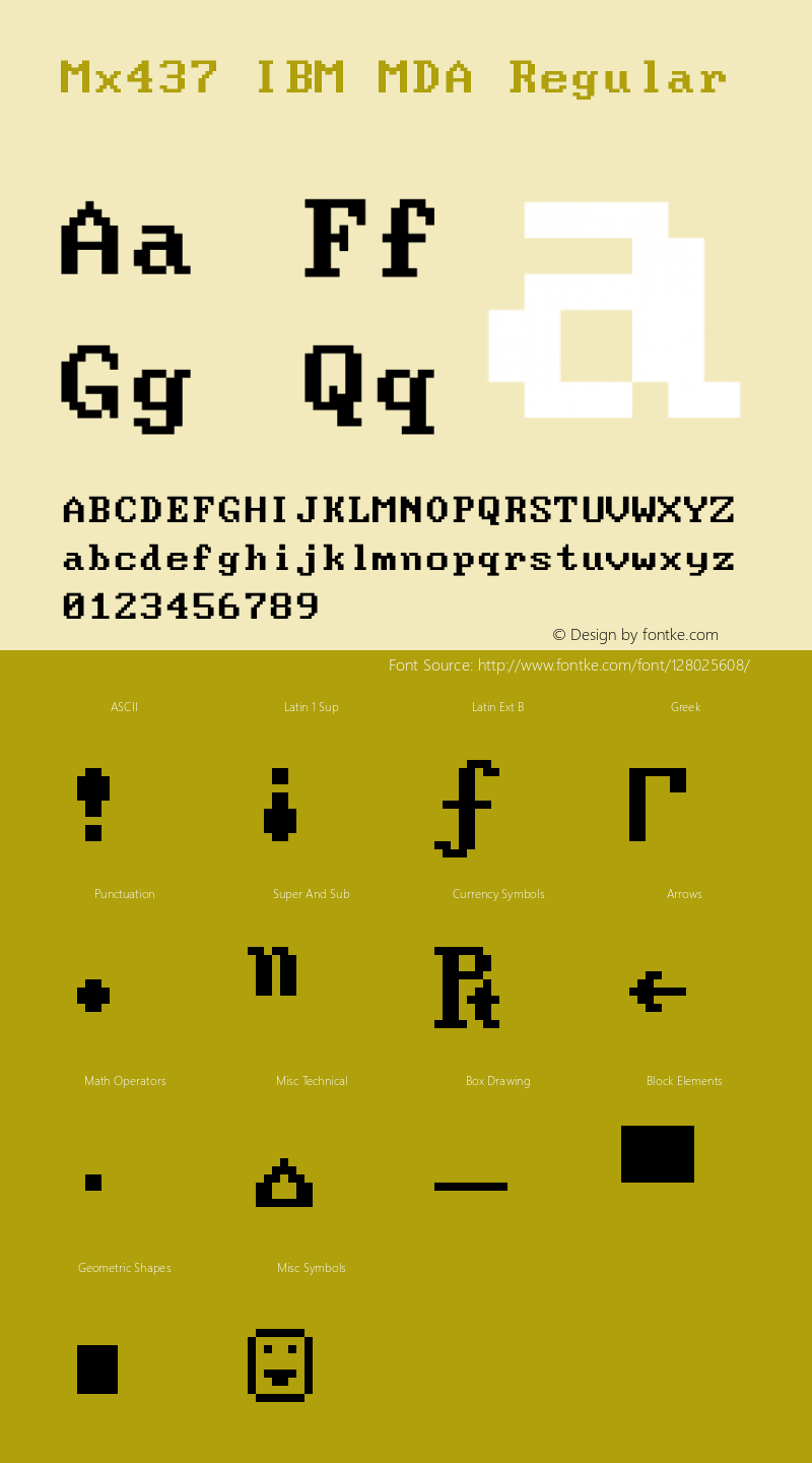 Mx437 IBM MDA v2.2-2020-11 Font Sample