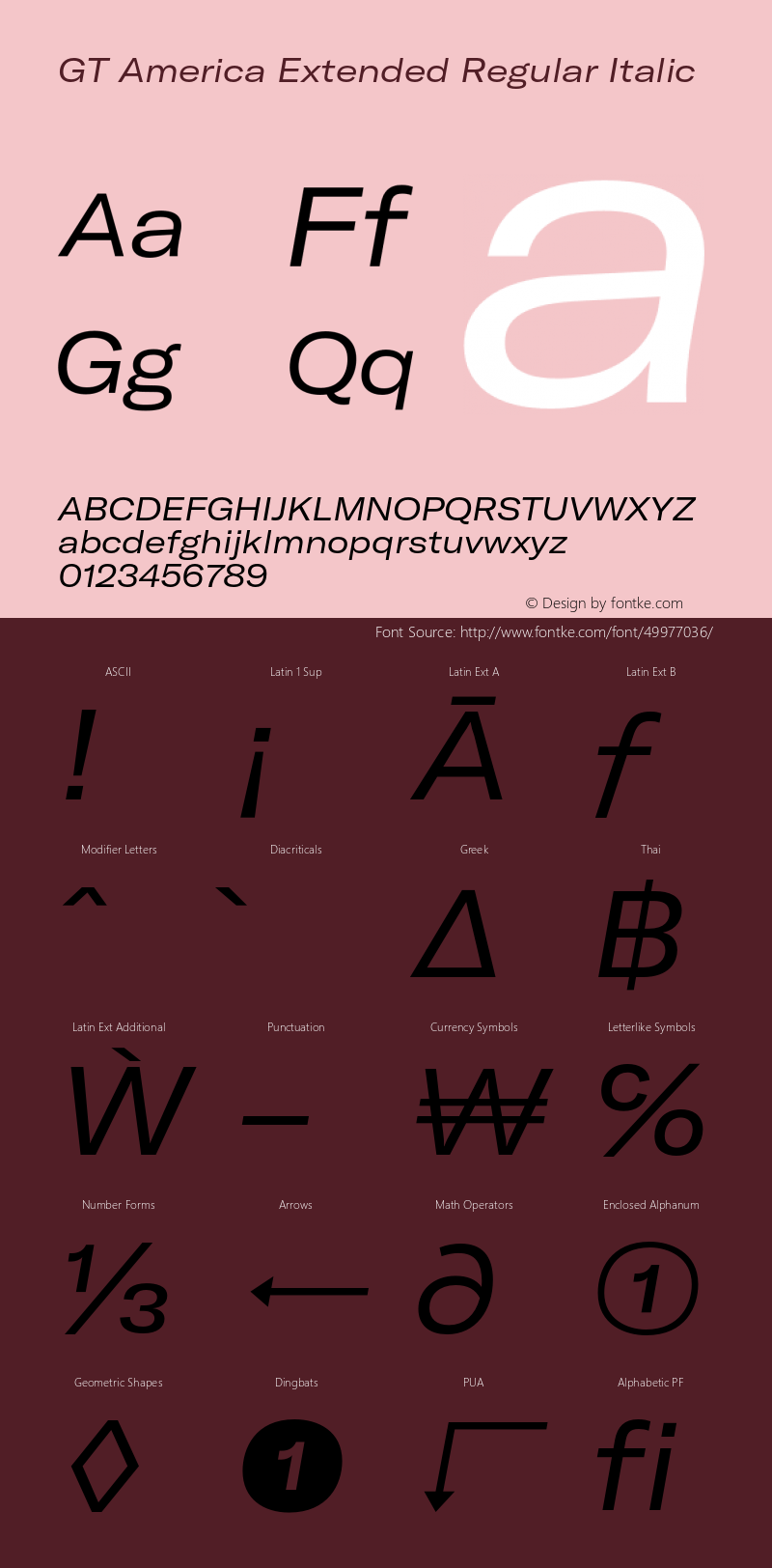 GT America Extended Regular Italic Version 4.001;PS 004.001;hotconv 1.0.88;makeotf.lib2.5.64775 Font Sample