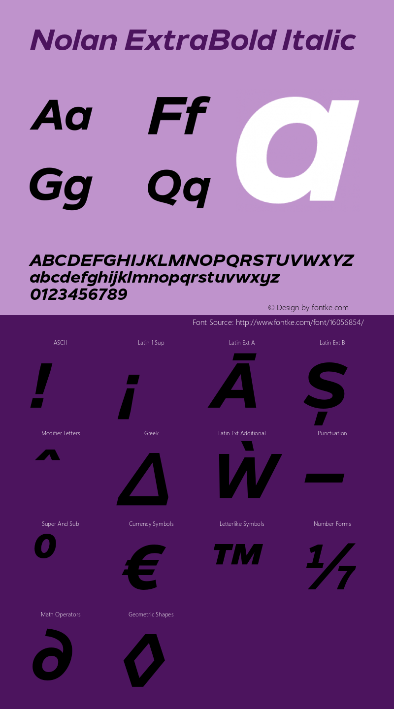 Nolan ExtraBold Italic Version 1.003 Font Sample