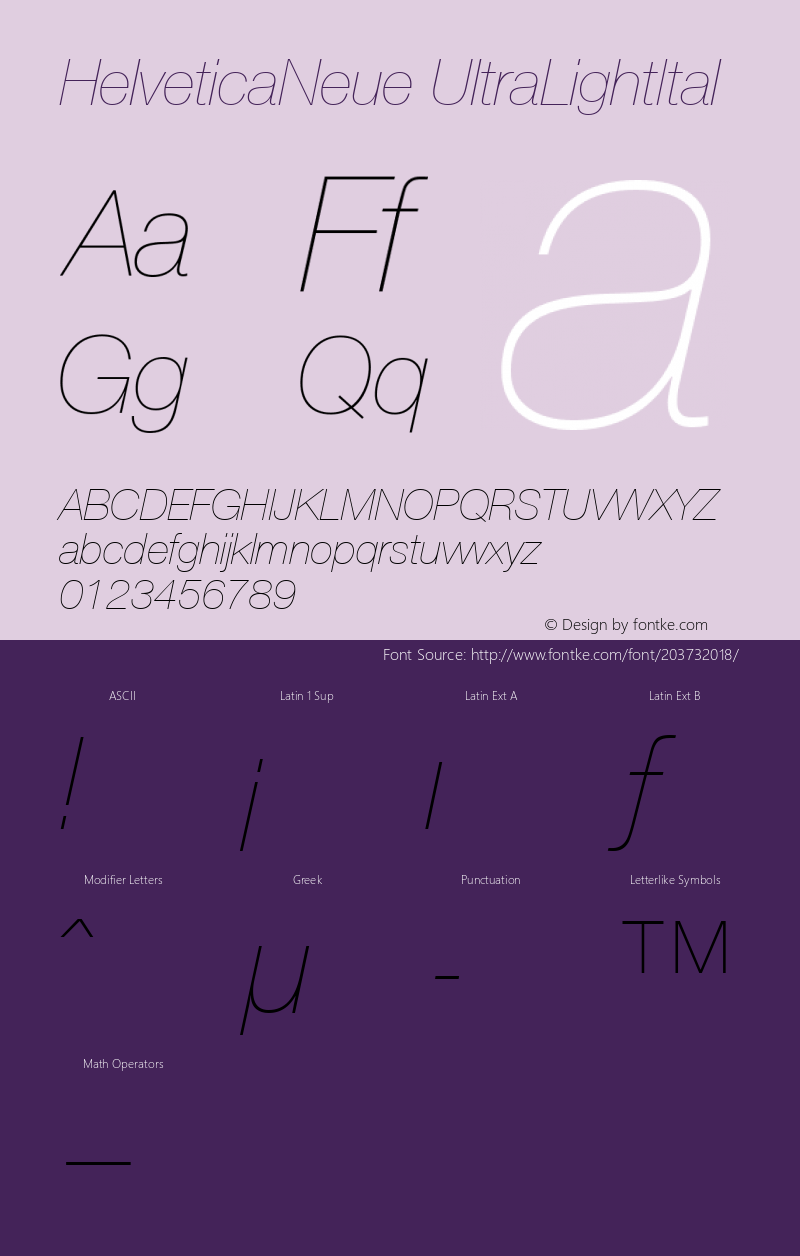 HelveticaNeue UltraLightItal Macromedia Fontographer 4.1.5 1/27/03图片样张