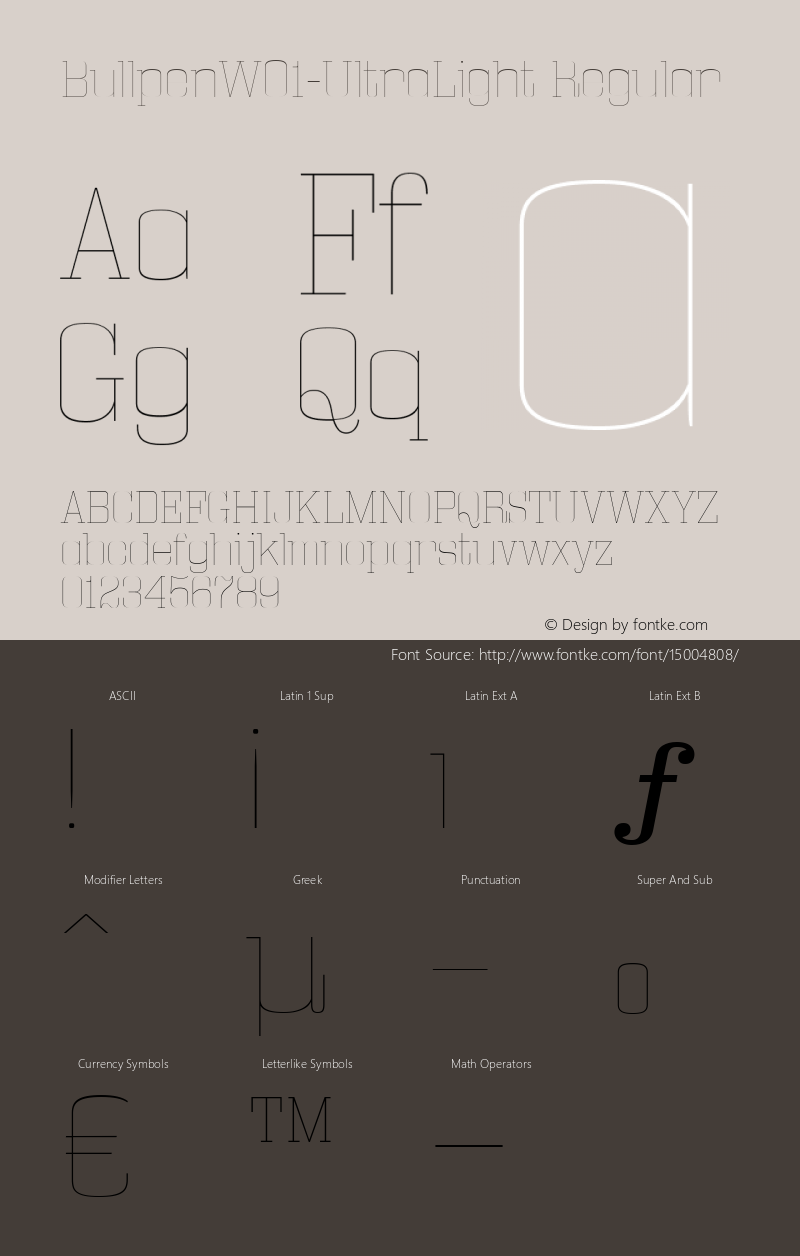 BullpenW01-UltraLight Regular Version 5.10 Font Sample