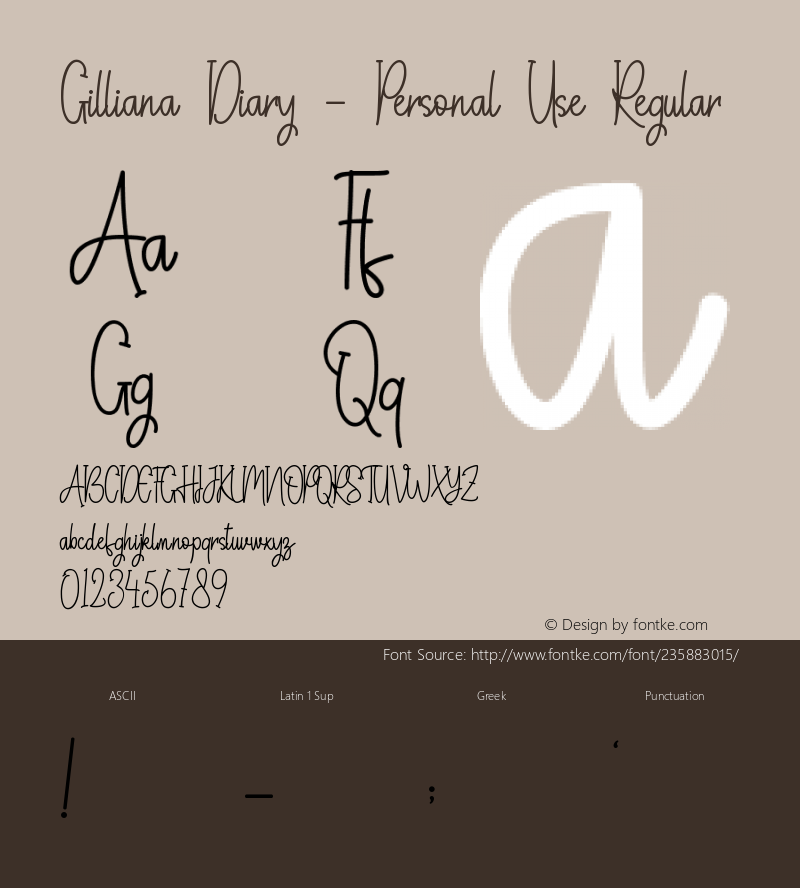 Gilliana Diary - Personal Use Version 1.00;May 26, 2021;FontCreator 13.0.0.2683 32-bit图片样张